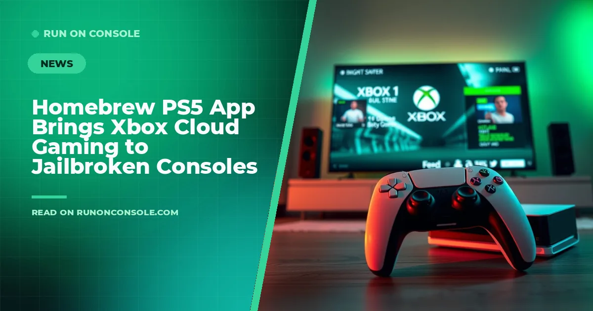 Jailbroken PS5 displaying Xbox Cloud Gaming interface on screen