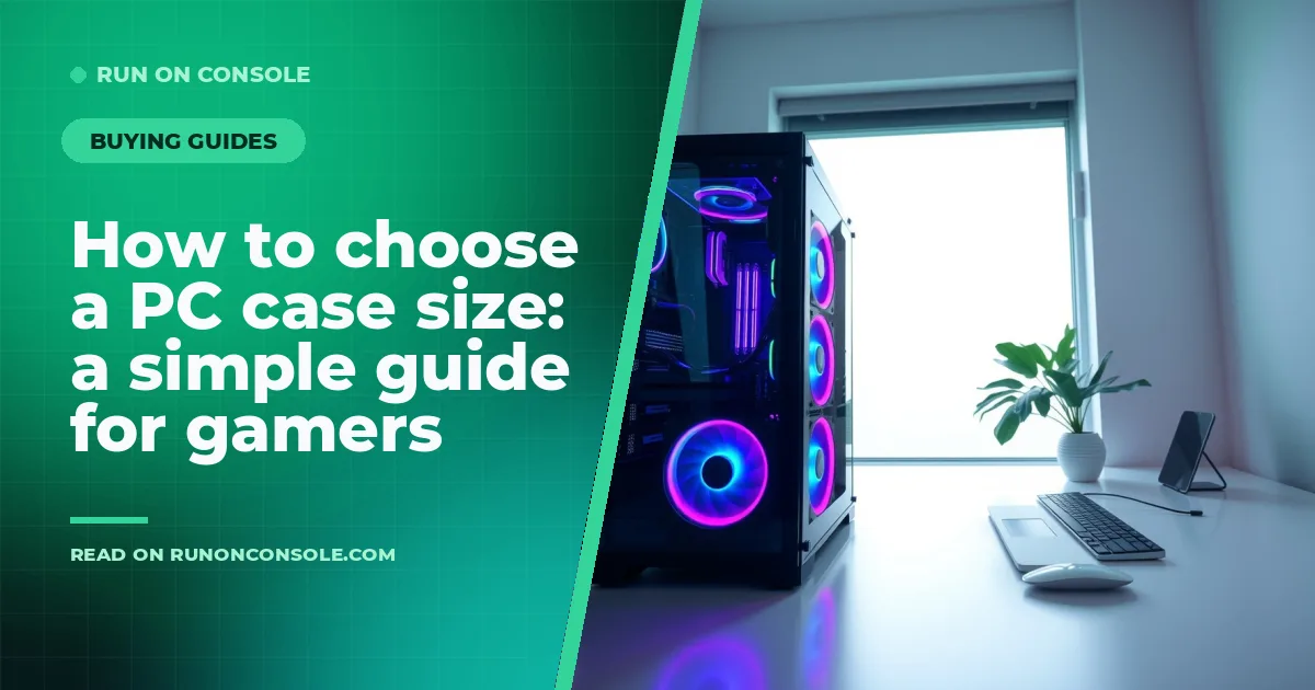 A spacious gaming PC case with tempered glass side panel showing RGB fans and cable management