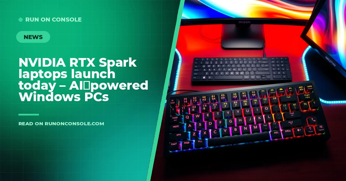 Sleek RTX Spark laptop on a desk with a glowing keyboard