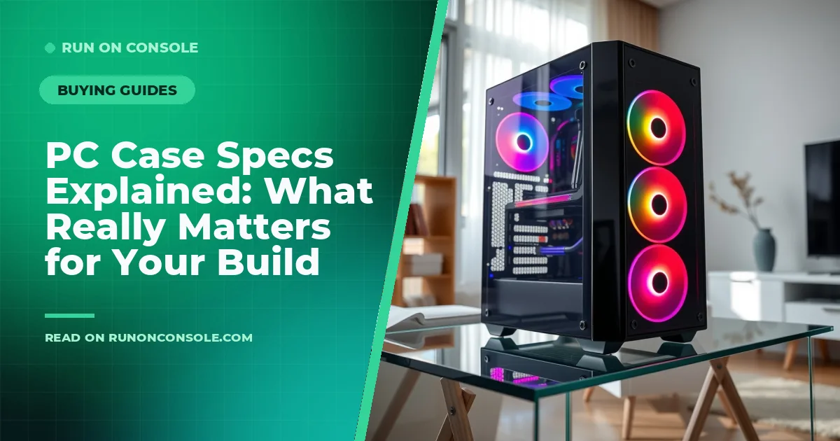 A sleek gaming PC case with RGB lighting and clear side panel showing components.