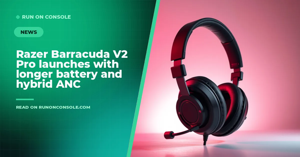 Razer Barracuda V2 Pro wireless headset on a desk with a gaming controller