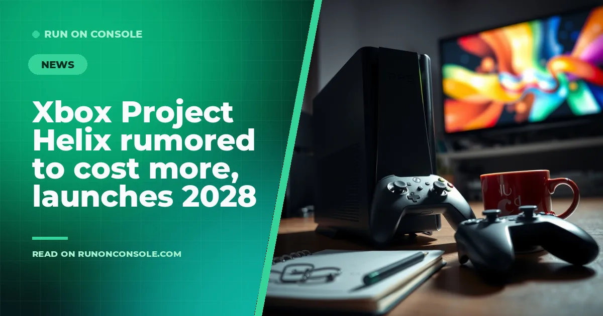 A sleek, futuristic Xbox console with a glowing blue accent against a dark background