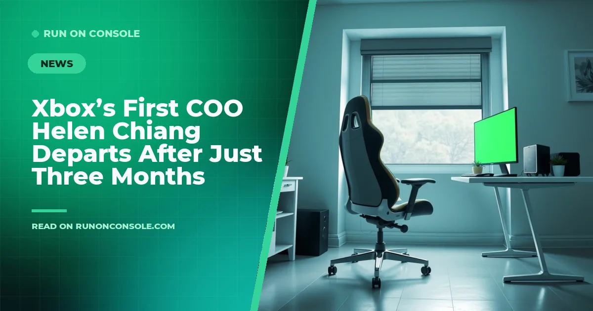 Office desk with empty chair and Xbox logo on a monitor